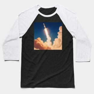 Vintage Space Rocket Launch Baseball T-Shirt